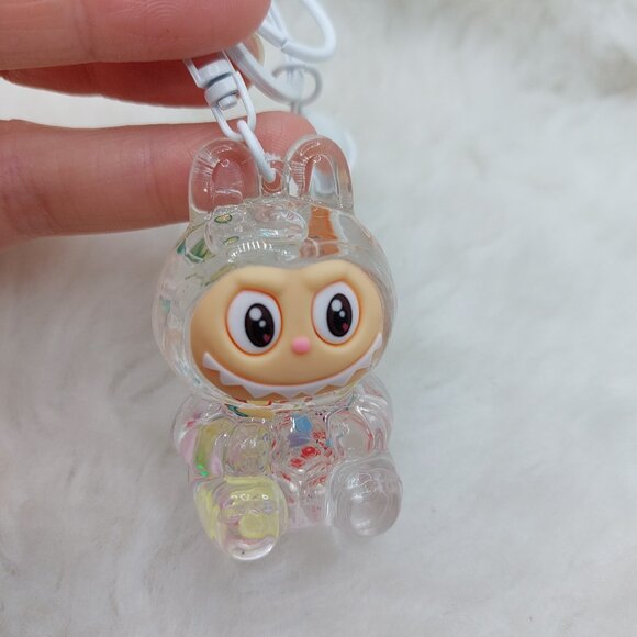 2/$19 Labubu Flowing Sand Exquisite white keychain with bell - Picture 7 of 9
